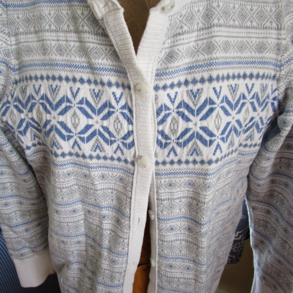 Vintage LL Bean Cotton/Cashmere Blend Cardigan Icelandic Sweater